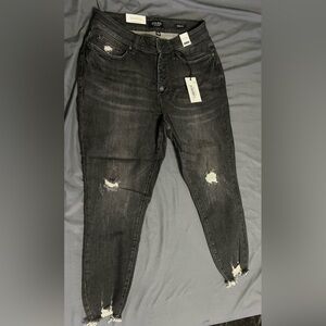 Just blue black distressed. Button fly jeans size 14W